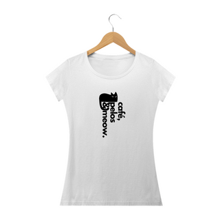 camiseta feminina Baby long - Café, pelos e meow