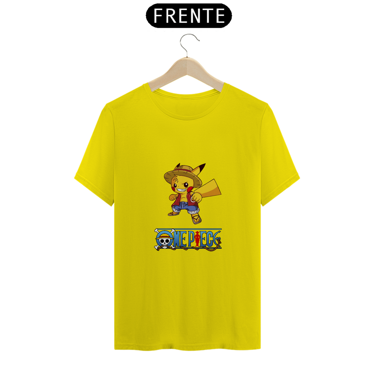 Nome do produto: Camiseta Pikachu mdelo Luffy - Pokémon - One Piece