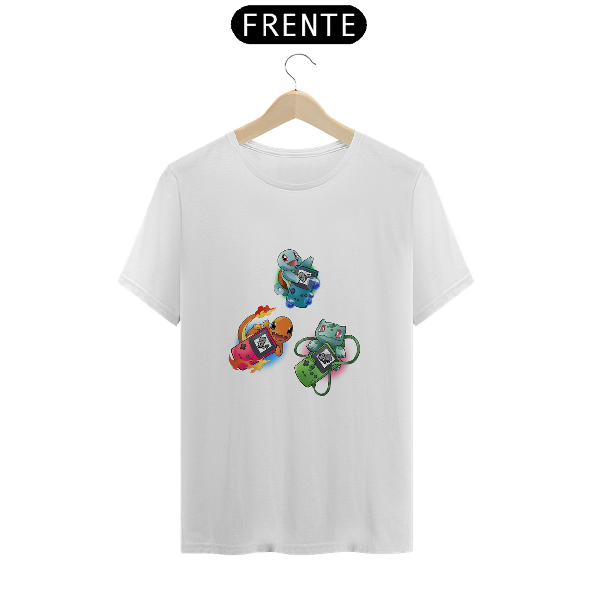 Nome do produto: Camiseta Pokémon - Squirtle Bulbassauro e Charmander