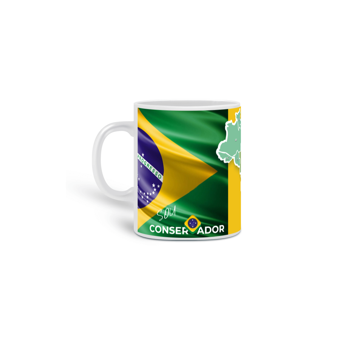 Nome do produto: caneca bandeira e mapa do Brasil conservador