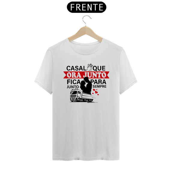 Camiseta Casal que Ora Junto - Cores Claras