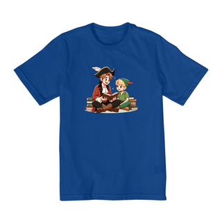Camiseta Infantil Peter Pan e Capitão Gancho