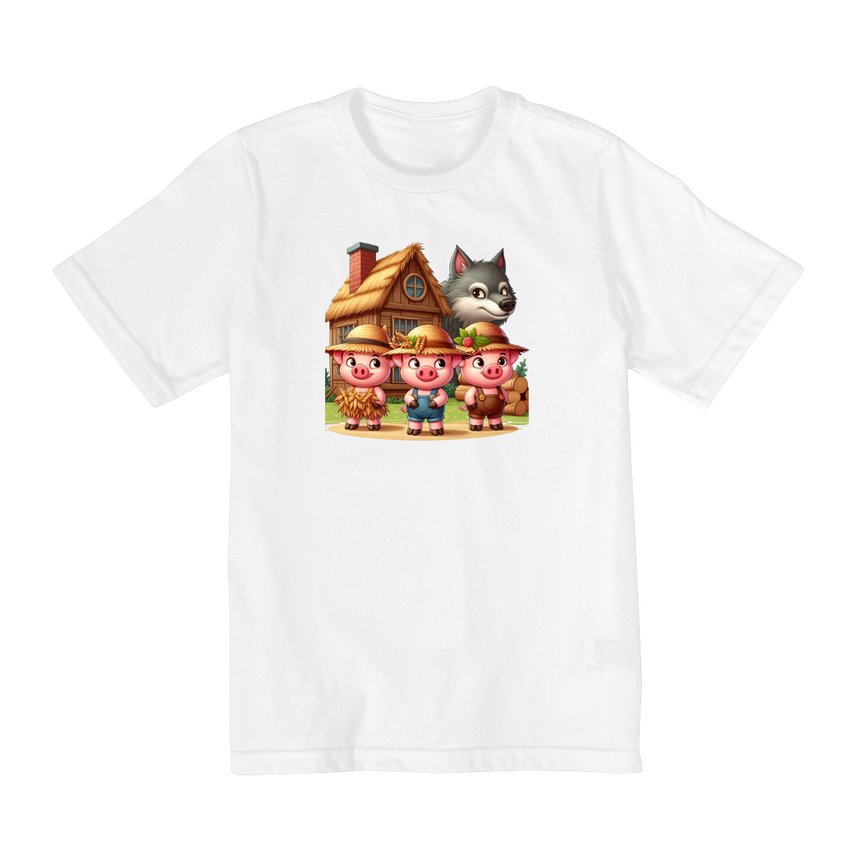 Nome do produto: Camiseta Infantil Casa dos Três Porquinhos