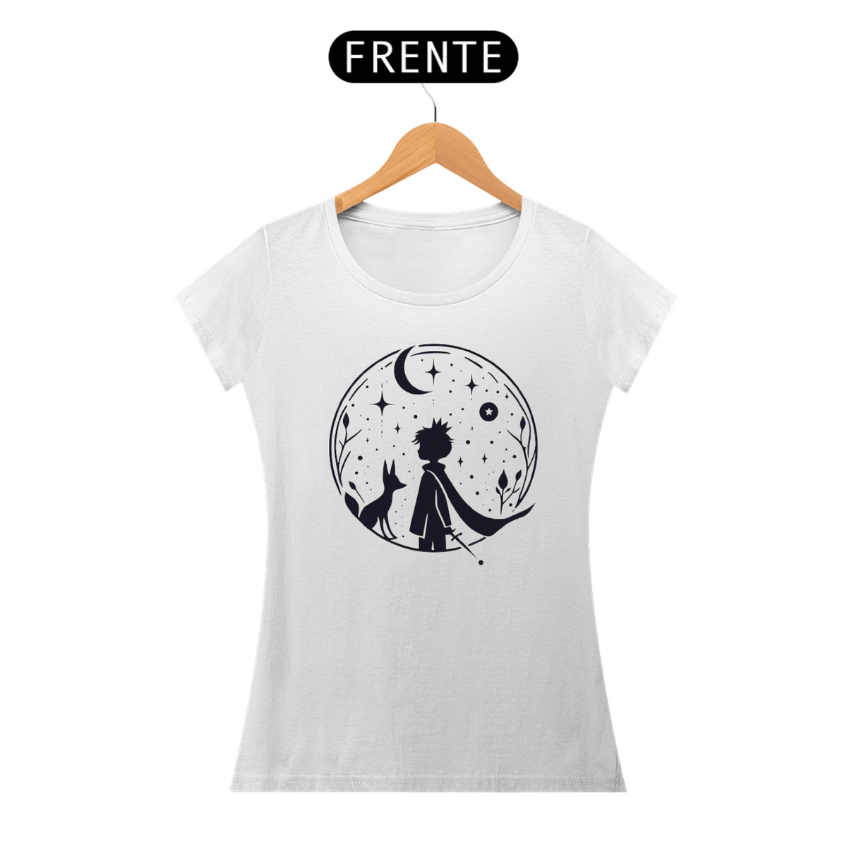 Nome do produto: Camiseta Feminina Pequeno Príncipe Dentro do Planeta