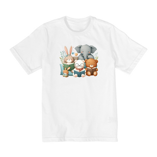 Nome do produtoCamiseta Infantil Animais Fofos Lendo