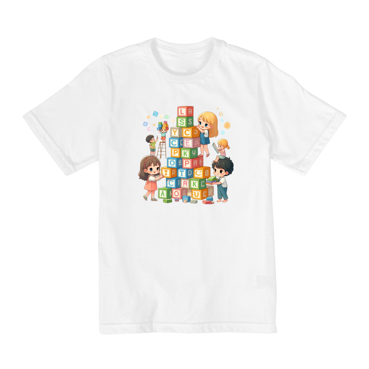 Nome do produto: Camiseta Infantil Blocos Literários