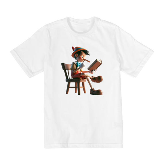 Camiseta Infantil Pinóquio Leitor
