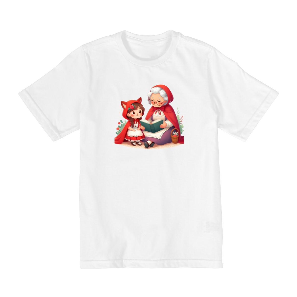 Nome do produto: Camiseta Infantil Contos da Vovó e Chapeuzinho Vermelho
