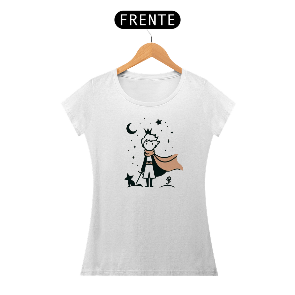 Nome do produto: Camiseta Feminina Pequeno Príncipe e o Cachorro