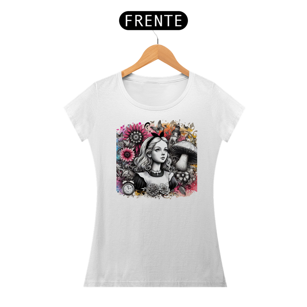 Nome do produto: Camiseta Feminina Alice no País das Maravilhas