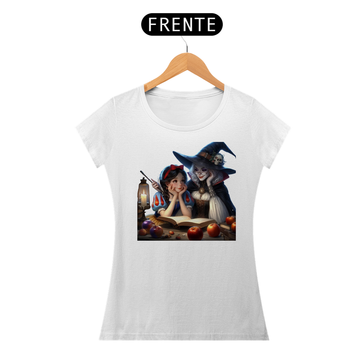 Nome do produto: Camiseta Feminina Bruxa e Branca de Neve