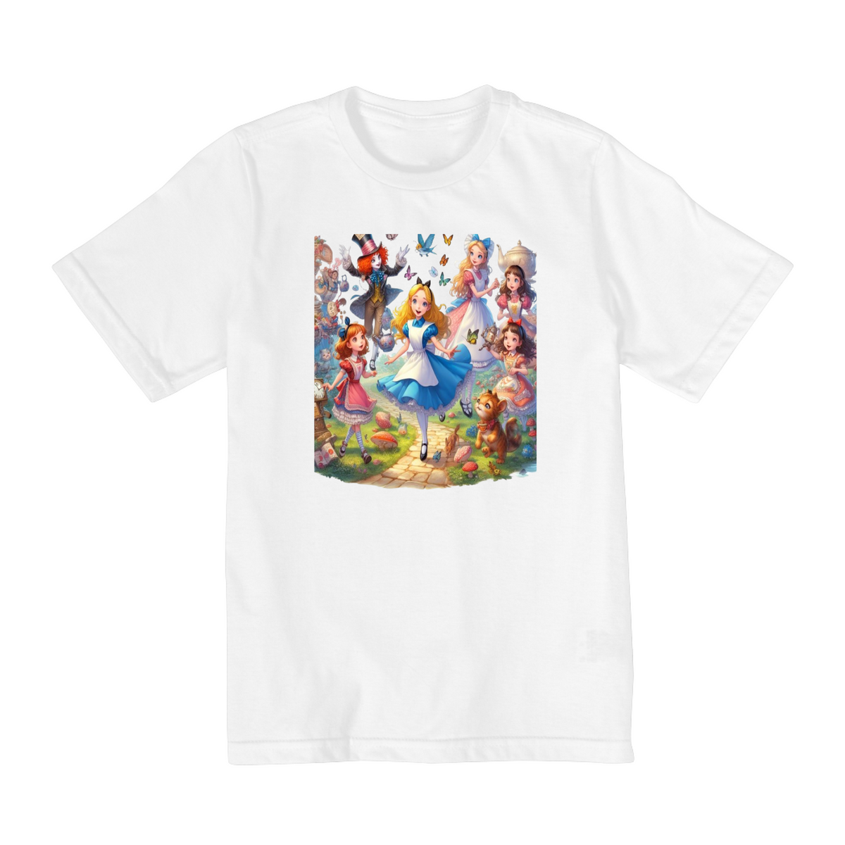 Nome do produto: Camiseta Infantil Alice no País das Maravilhas