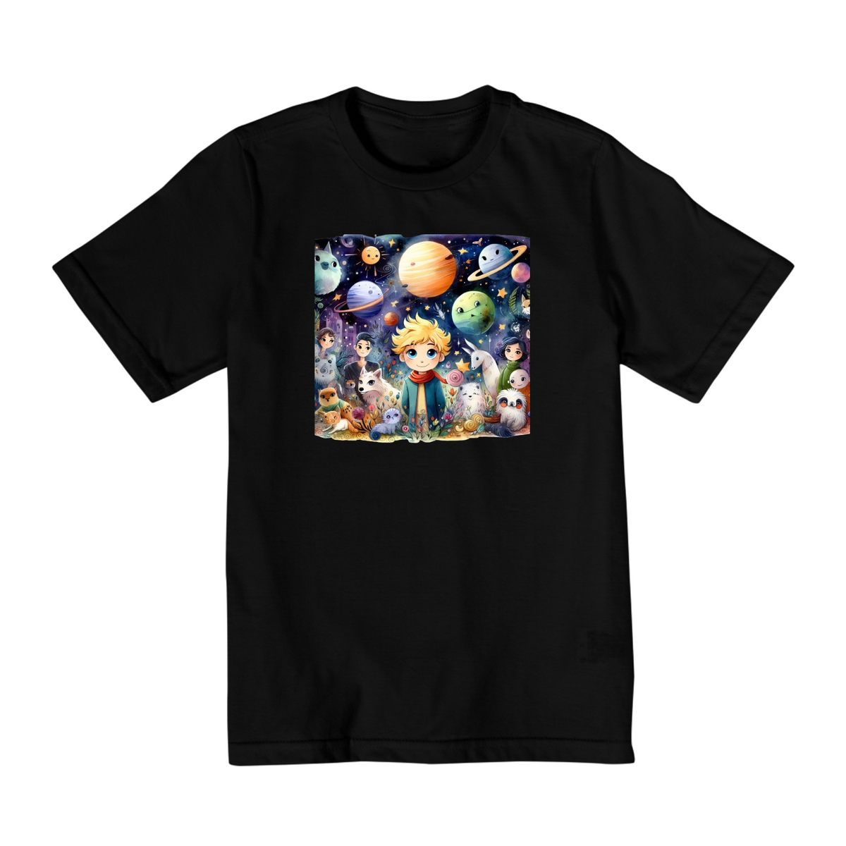 Nome do produto: Camiseta Infantil Planeta Pequeno Príncipe
