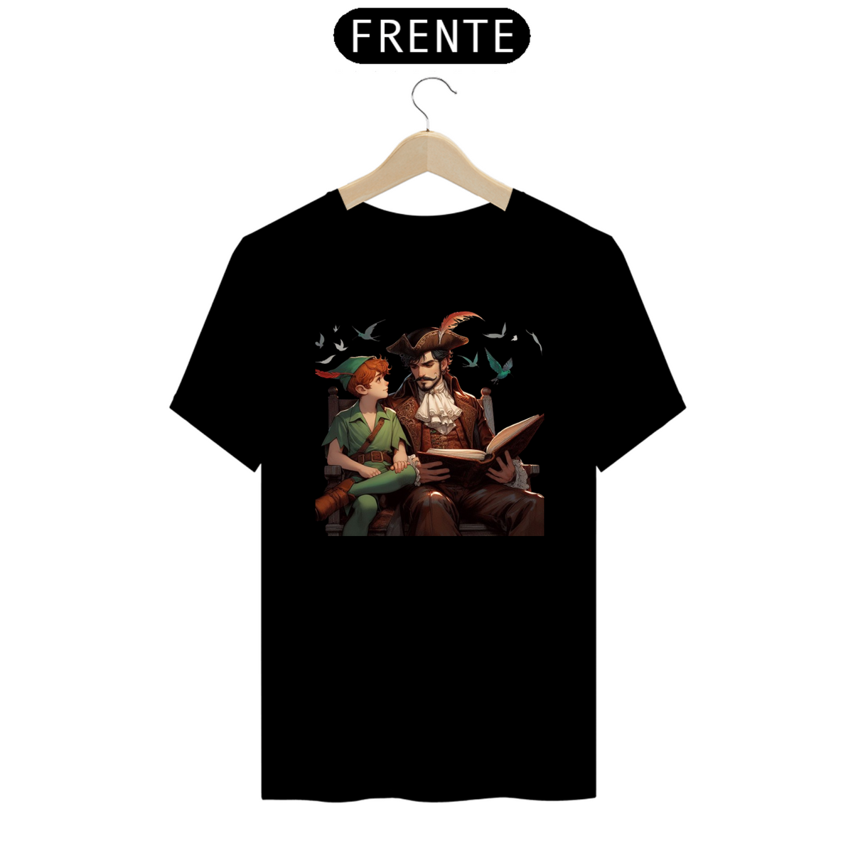 Nome do produto: Camiseta  Peter Pan e Capitão Gancho