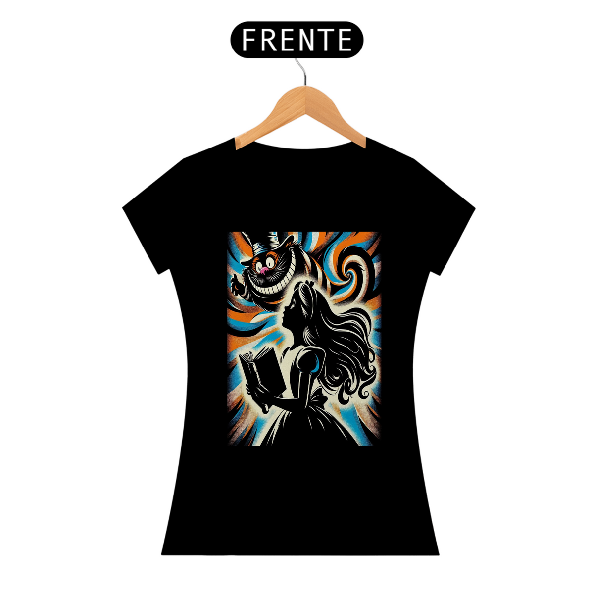 Nome do produto: Camiseta Feminina Silhueta Alice no País das Maravilhas