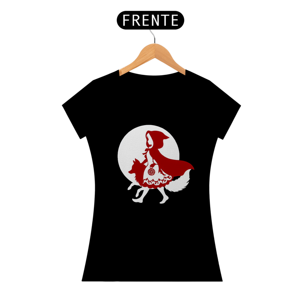 Nome do produto: Camiseta Feminina Chapeuzinho Vermelho e o Lobo Mau