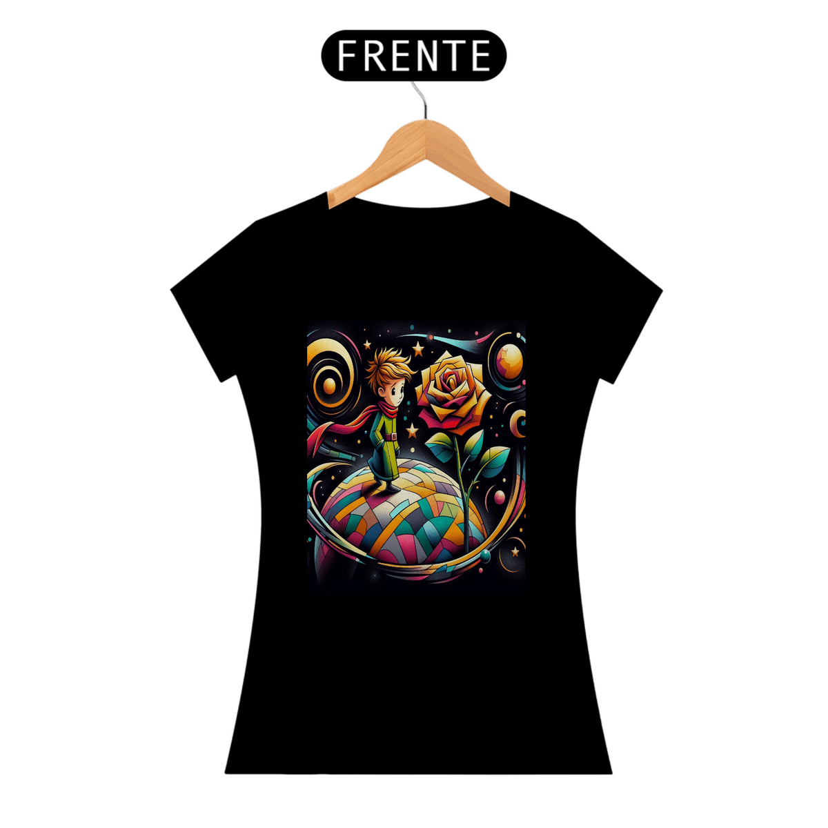 Nome do produto: Camiseta Feminina Pequeno Príncipe e o Planeta