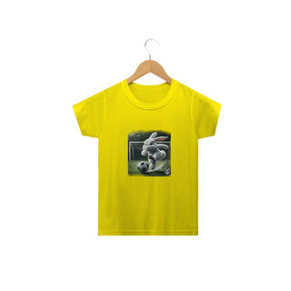 Nome do produtoSnow Rabbit Jogador de Futebol - camiseta infantil Clássica
