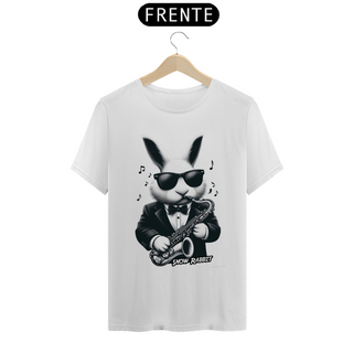 Nome do produtoSnow Rabbit Saxofonista - Camiseta adulto