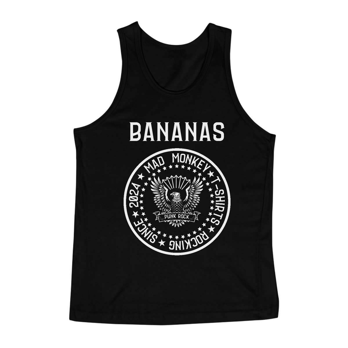 Nome do produto: Regata Punk Bananas Estampa Branca
