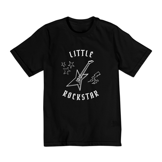 Camiseta Infantil Preta Little Rockstar - 2 a 8 anos