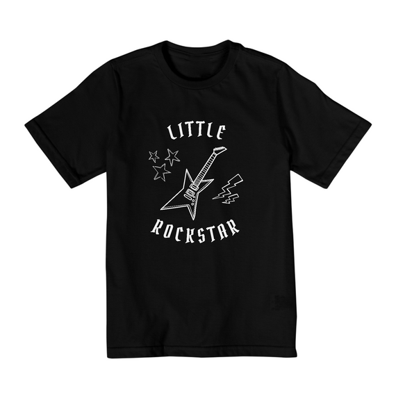 Camiseta Infantil Preta Little Rockstar - 10 a 14 anos