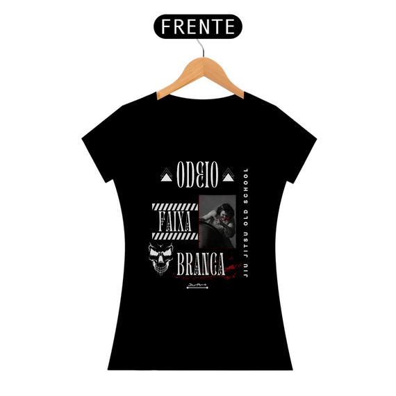 Camisa Odeio faixa branca (Letra branca)