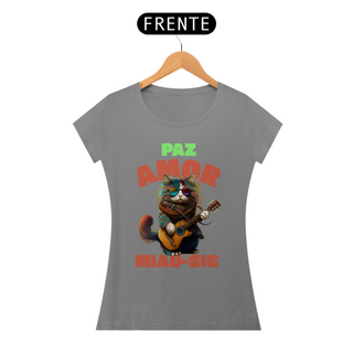 Nome do produtoCamiseta de Gato - Paz, Amor e Miau-sic