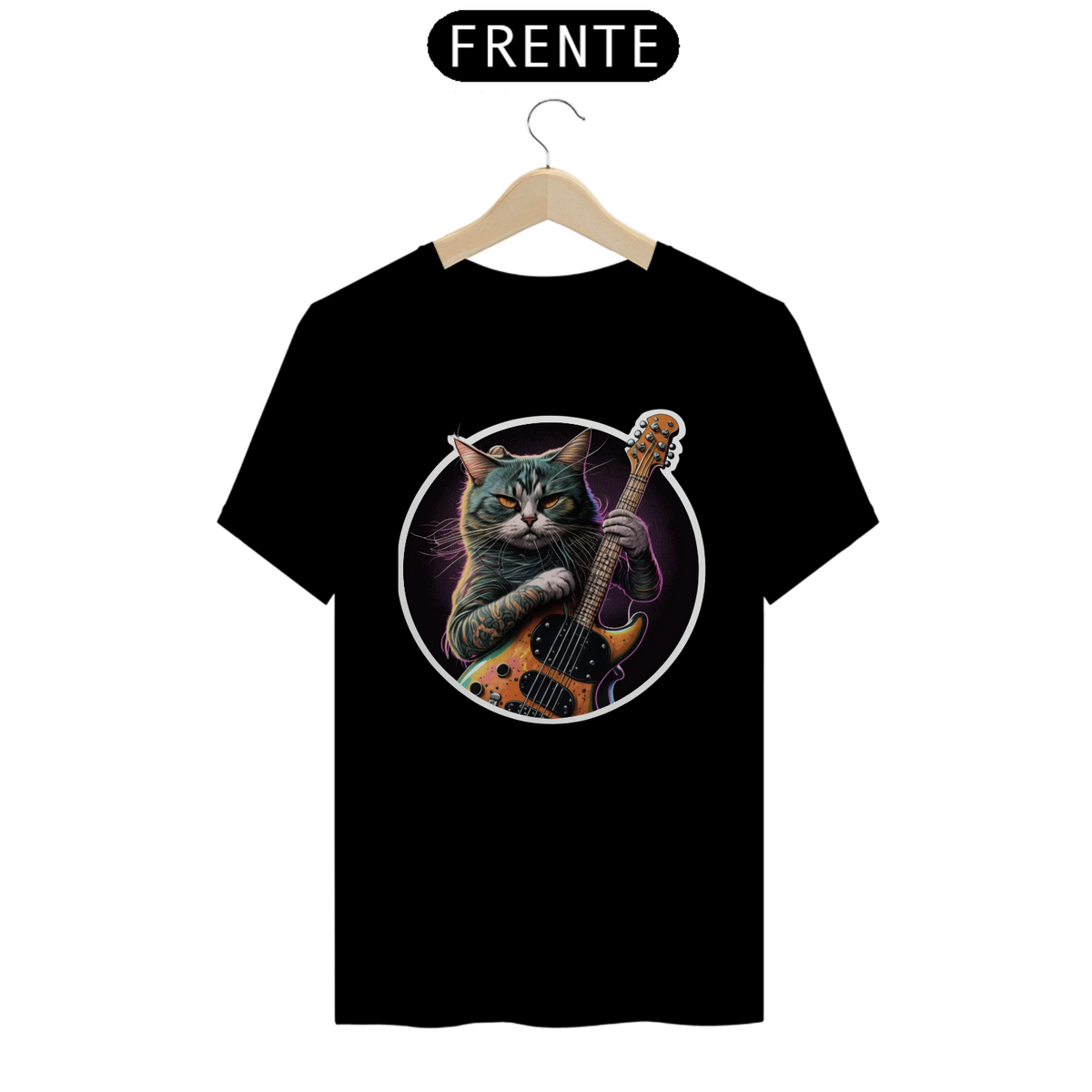 Nome do produto: Camiseta de Gato -  Rock and Roll Cat