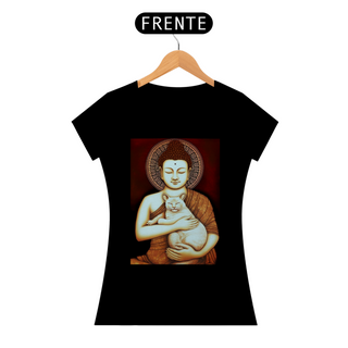 Camiseta de Gato -  Buda com Gatinho