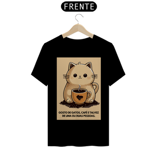 Camiseta Masculina Gosto de Gatos e Café