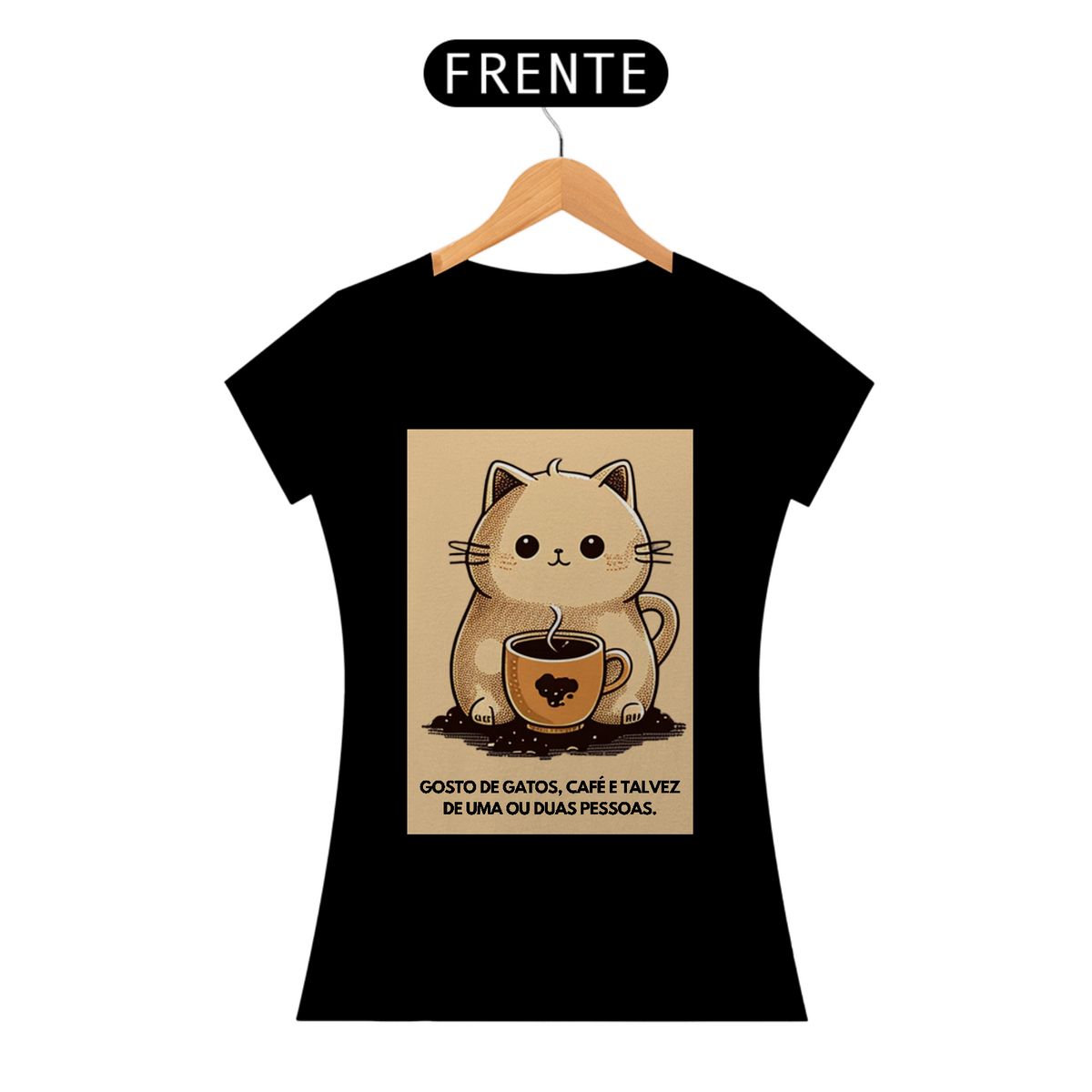 Nome do produto: Camiseta de Gato - Gosto de Gatos e Café