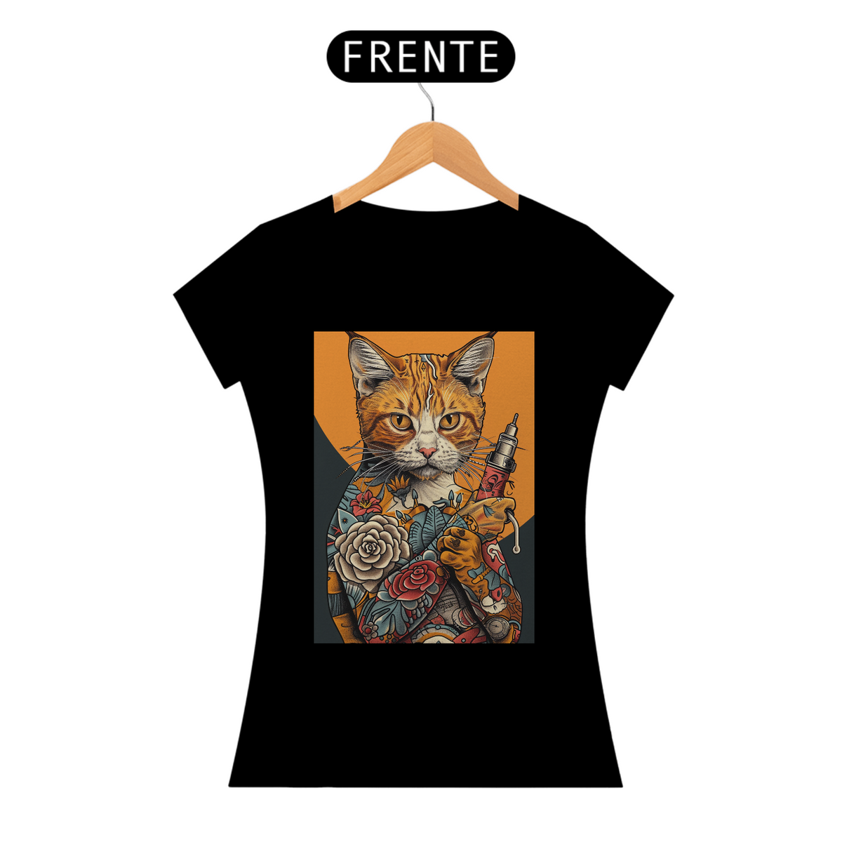Nome do produto: Camiseta de Gato - Gato Tatuador