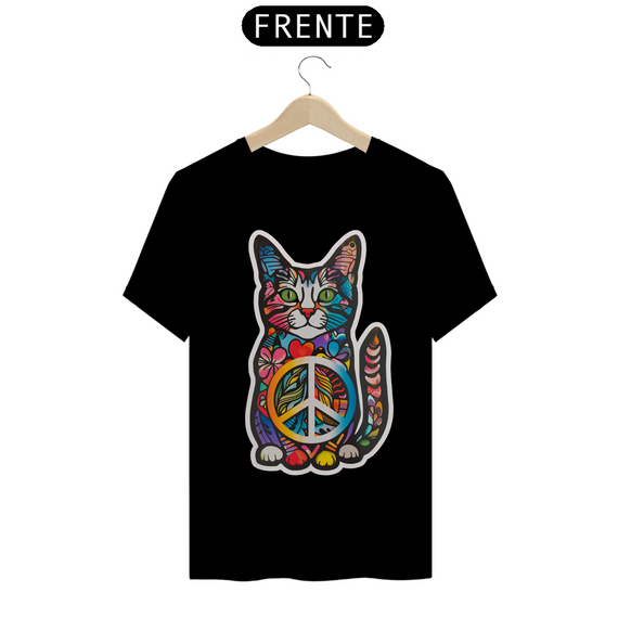Camiseta de Gato - Paz, Amor e Gato