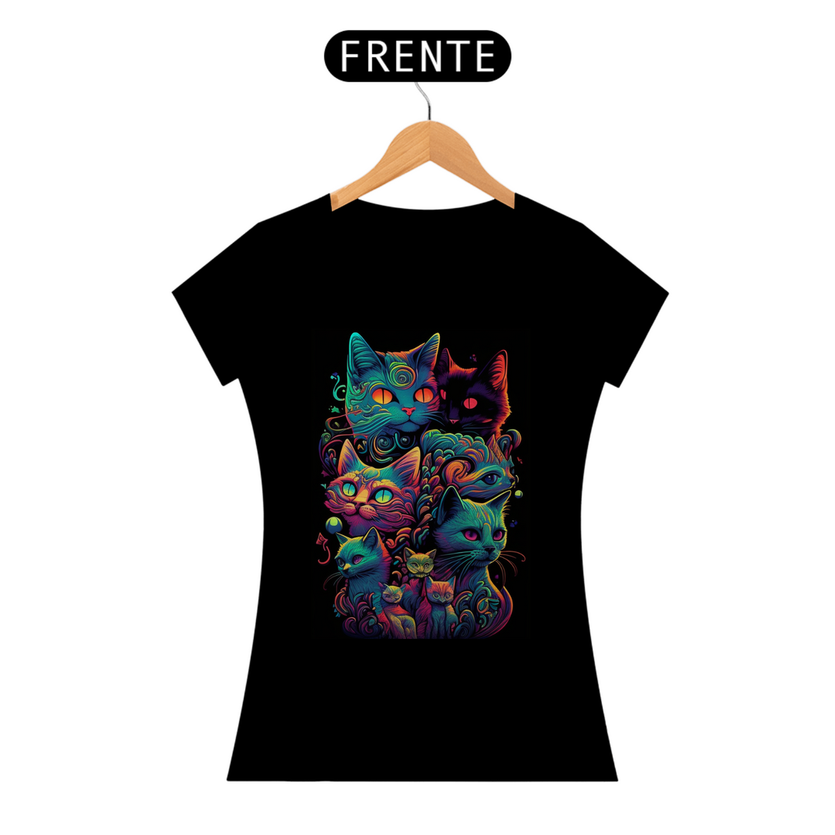 Nome do produto: Camiseta de Gato - Gatos Psicodélicos