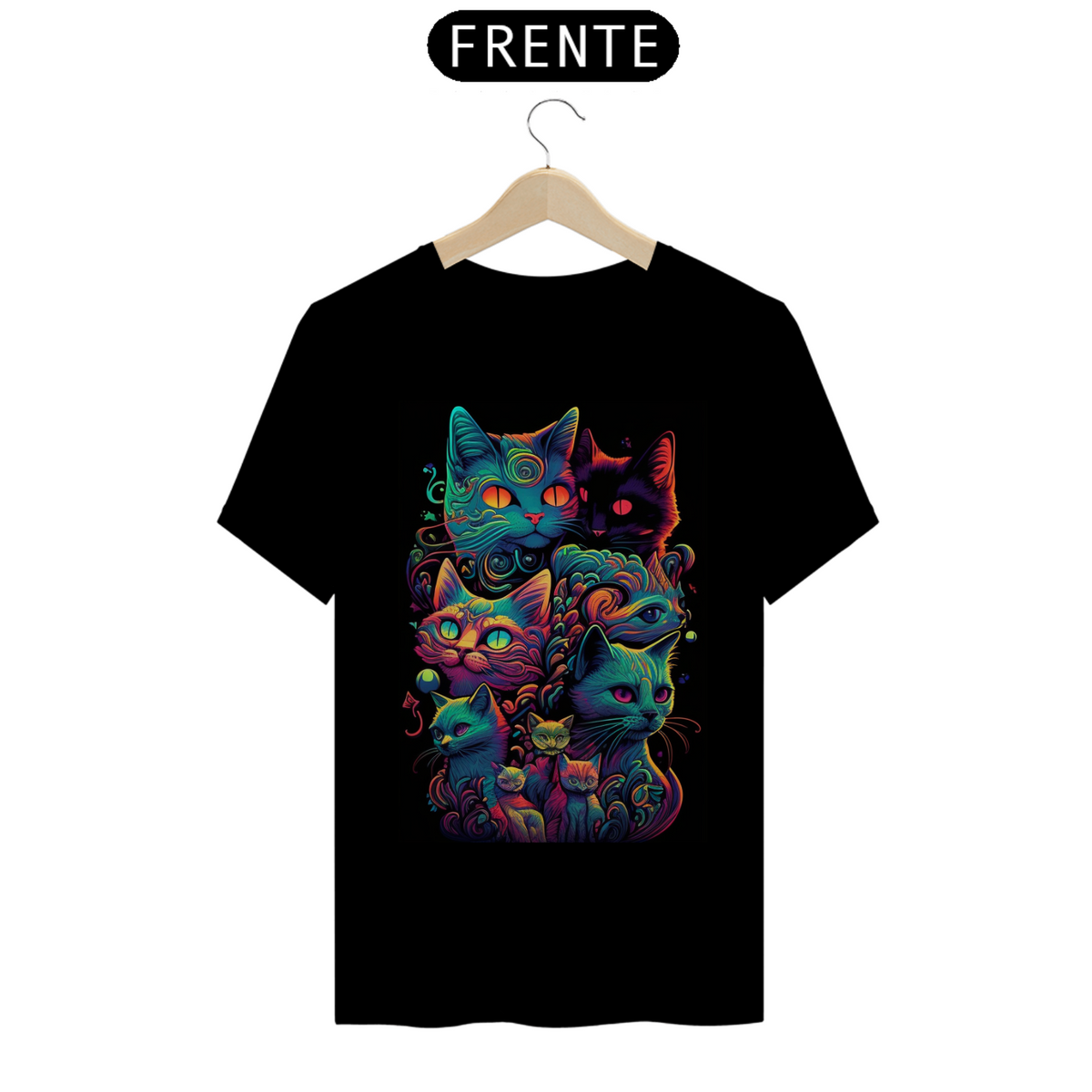 Nome do produto: Camiseta de Gato - Gatos Psicodélicos