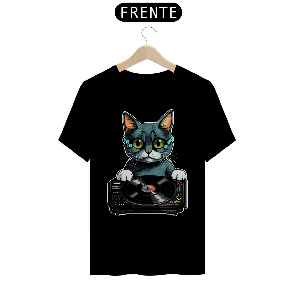 Nome do produto: Camiseta de Gato - Dj Cat