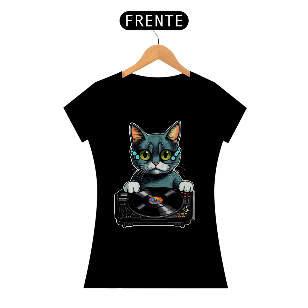 Nome do produto: Camiseta de Gato - Dj Cat