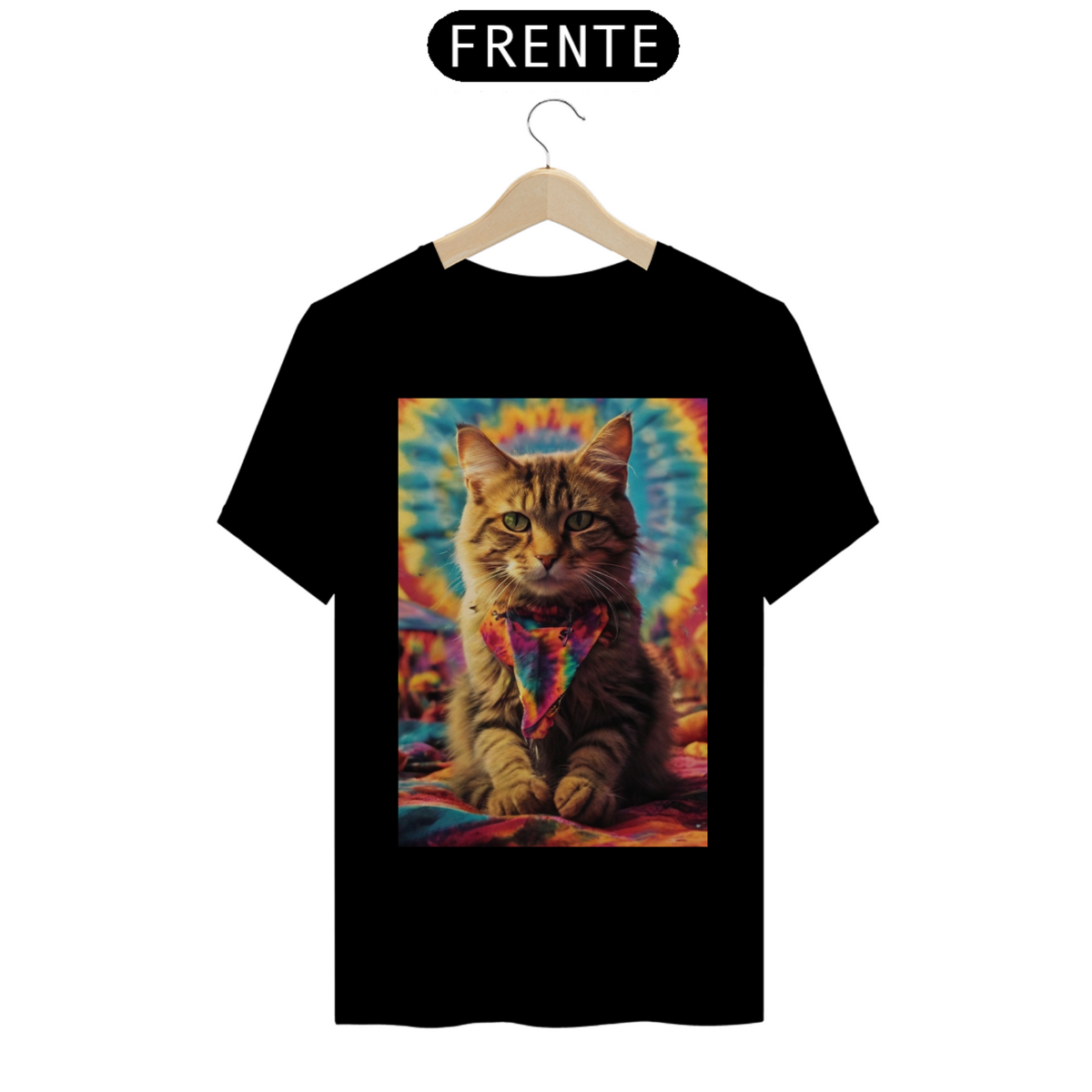 Nome do produto: Camiseta de Gato - Tie Dye