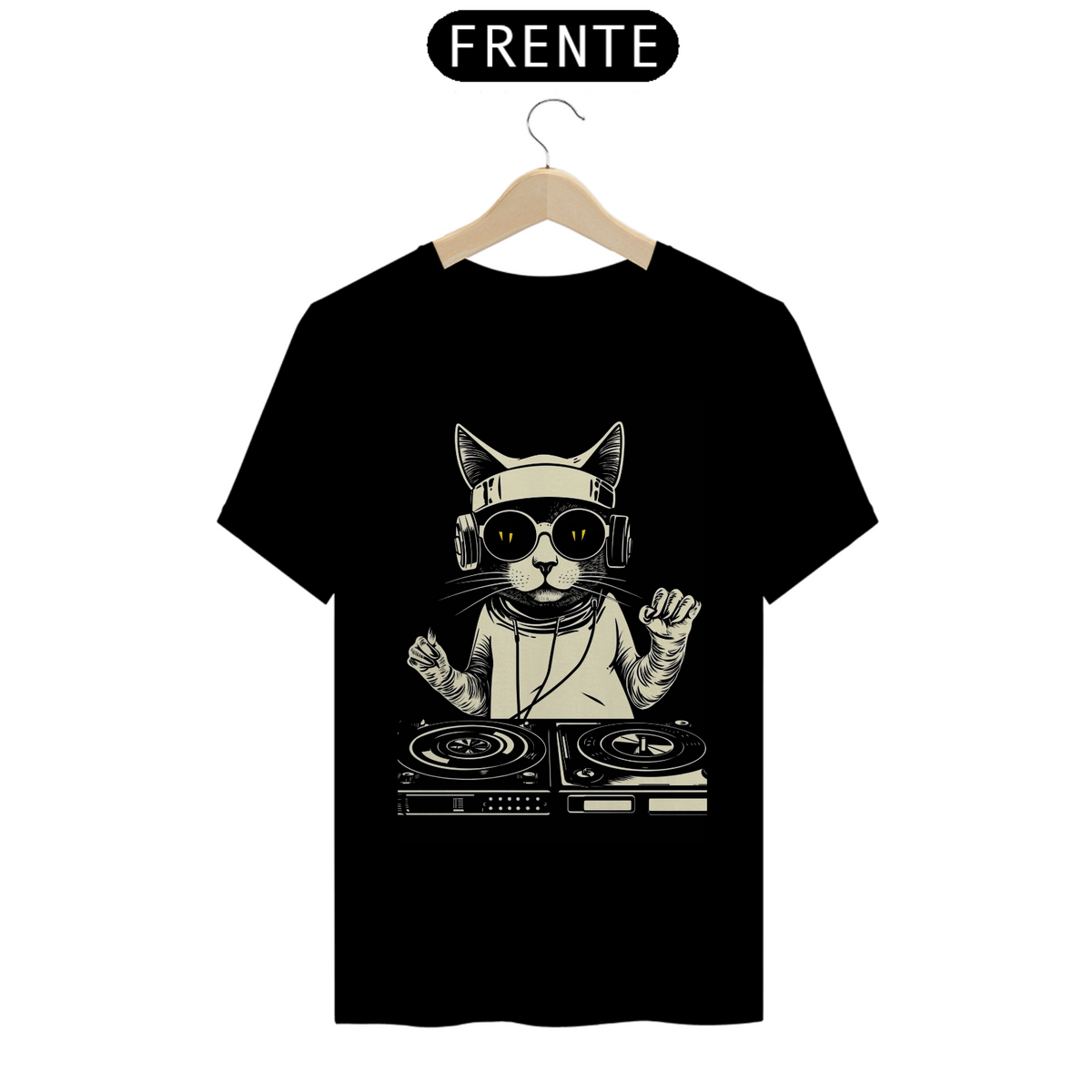 Nome do produto: Camiseta de Gato -  Dj Cat