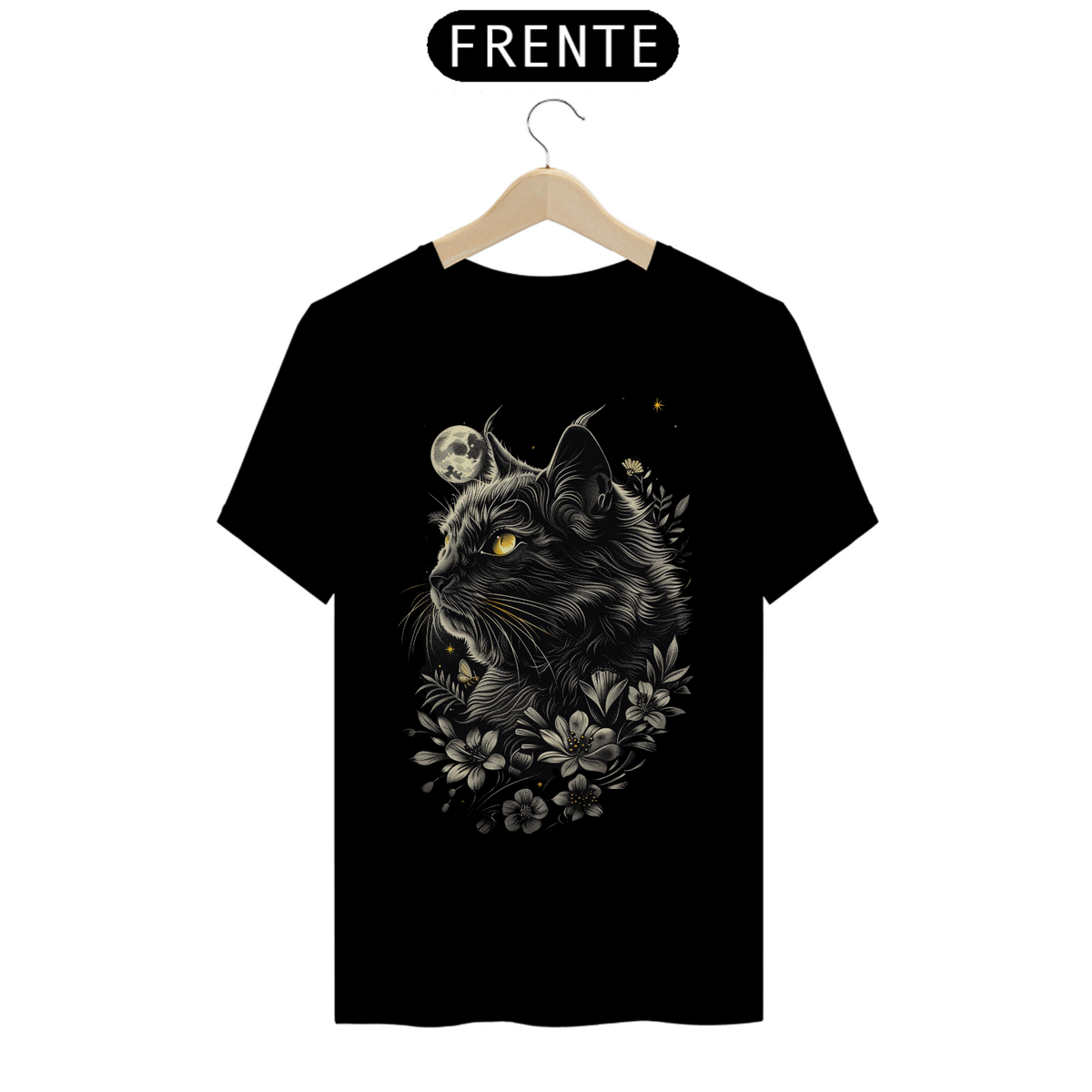 Nome do produto: Camiseta Masculina Gato e Lua