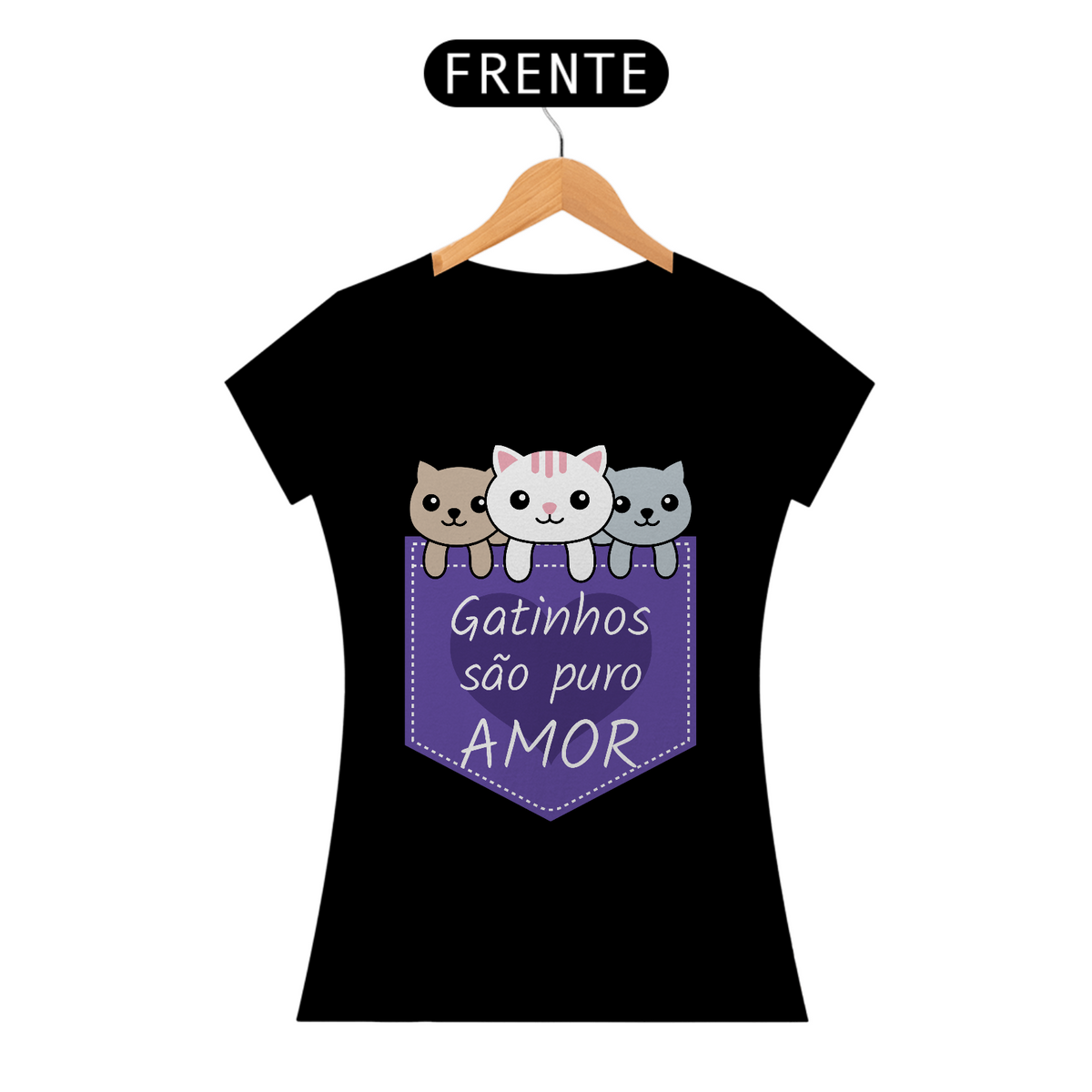 Nome do produto: Camiseta de Gato -  Gatos são puro Amor