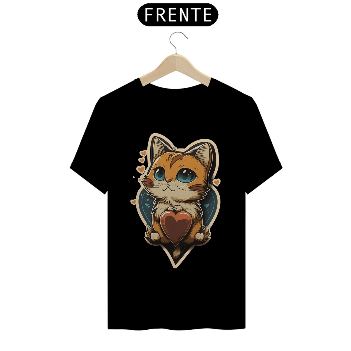 Nome do produto: Camiseta de Gato -  Gato Coração