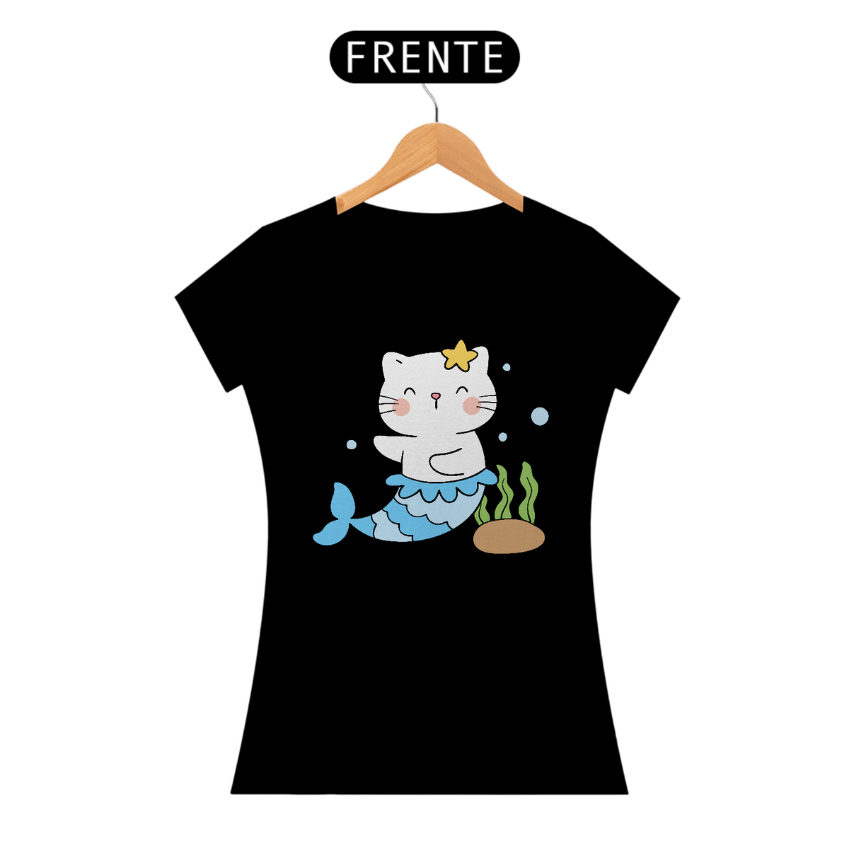 Nome do produto: Camiseta de Gato -  Gata Sereia
