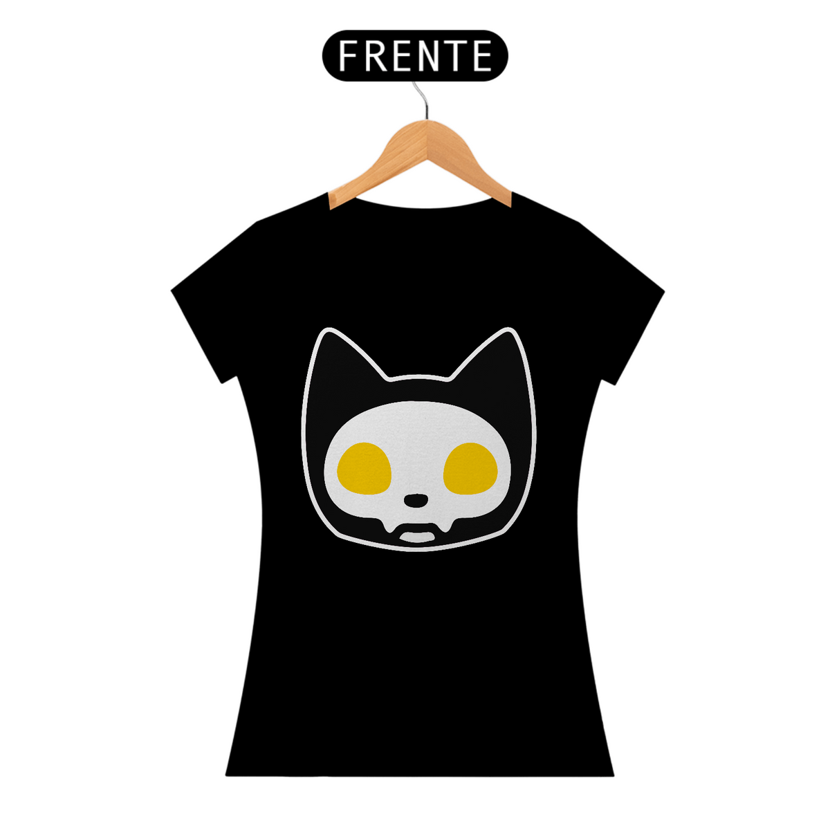 Nome do produto: Camiseta de Gato -  Gato Caveirinha