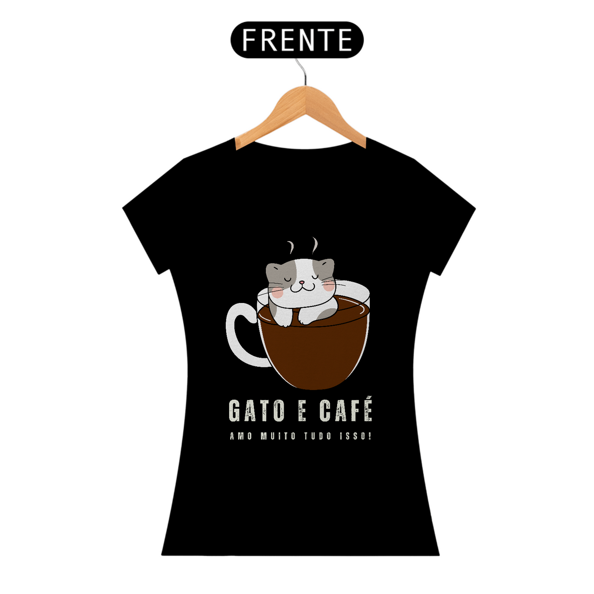 Nome do produto: Camiseta de Gato -  Gato e Café