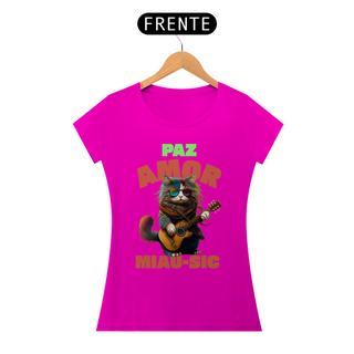 Nome do produtoCamiseta de Gato - Paz, Amor e Miau-sic