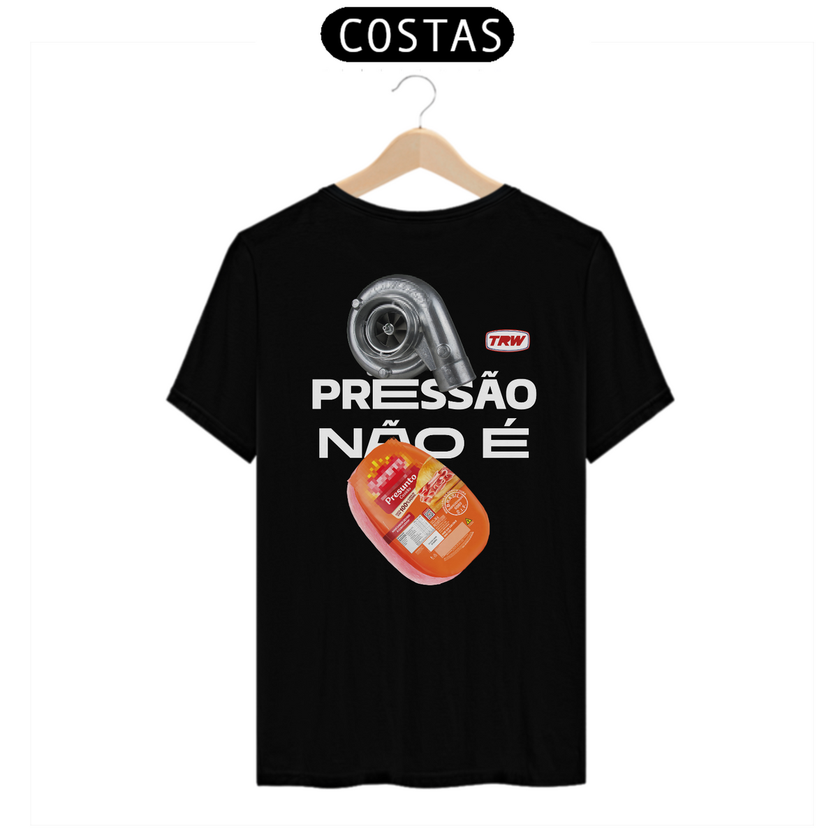 Nome do produto: Camiseta Pressão não é presunto - Preta