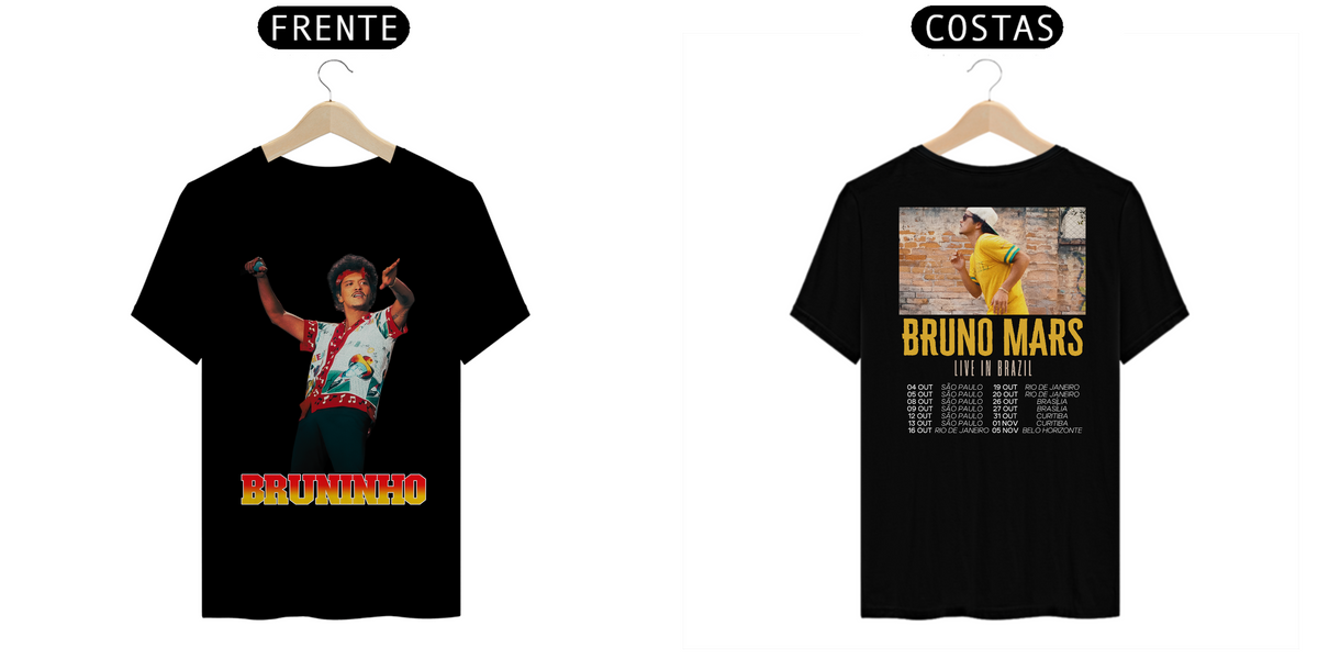 Nome do produto: Bruninho- T-shirt Live in Brazil Tour Dates