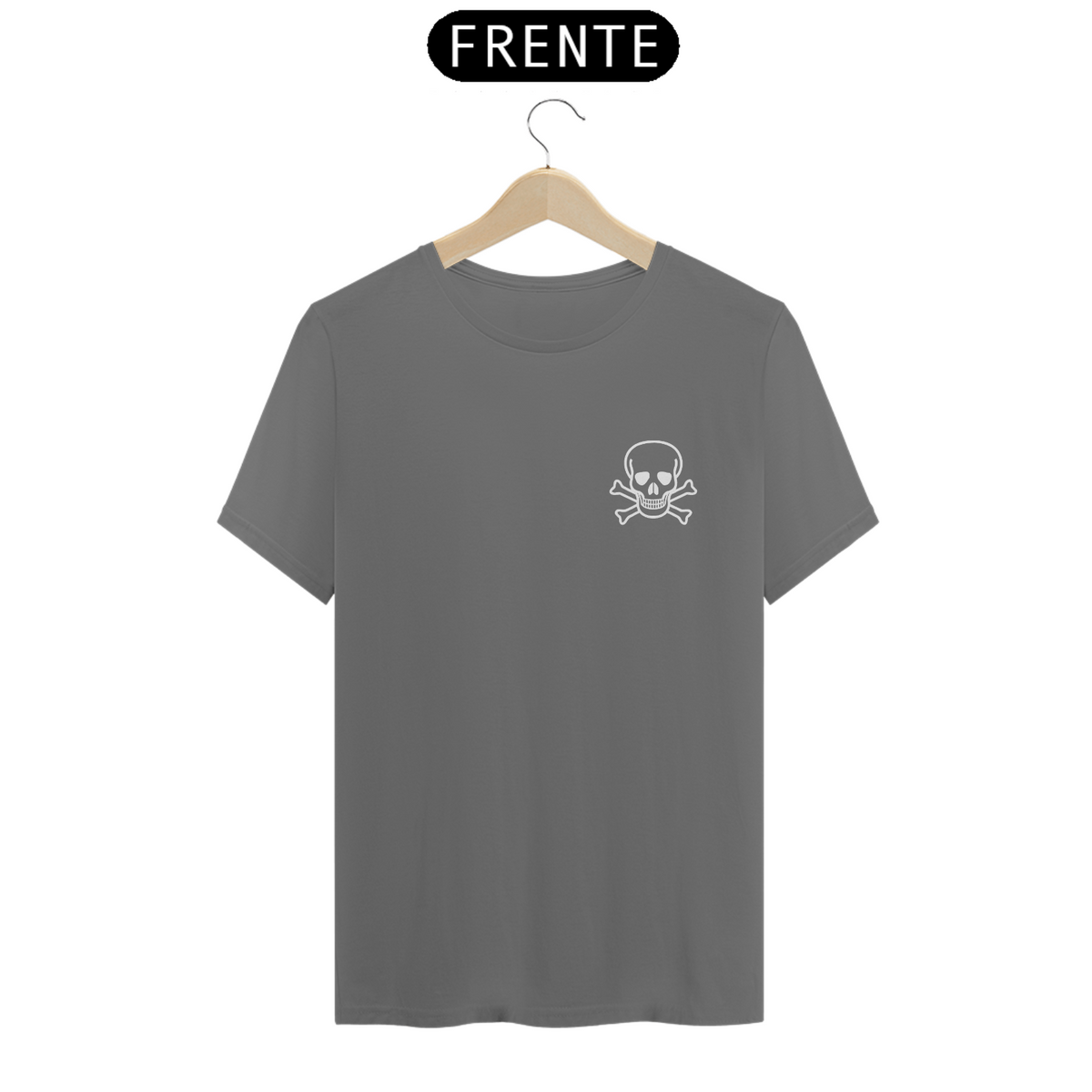 Nome do produto: CAMISETA - T SHIRT ESTONADA - CAVEIRA PIRATA